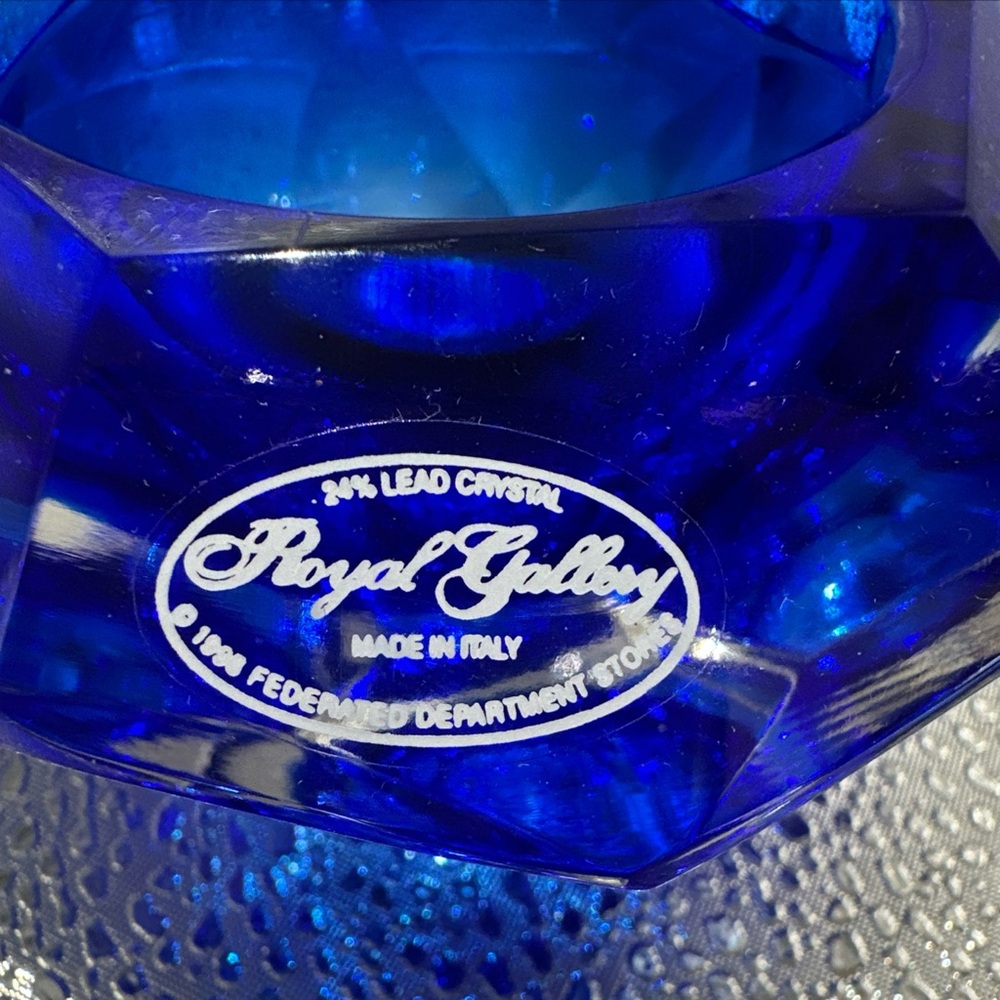 Royal Gallery Italy Blue Crystal Candle Holders 4” - Picture 10 of 13